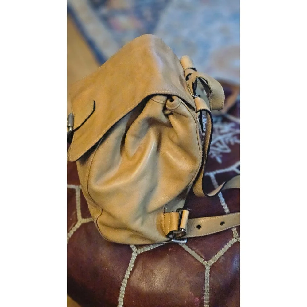 Coach Vintage Tan Glove‎ Tanned Leather Backpack 9569 Drawstring Buckle Bag